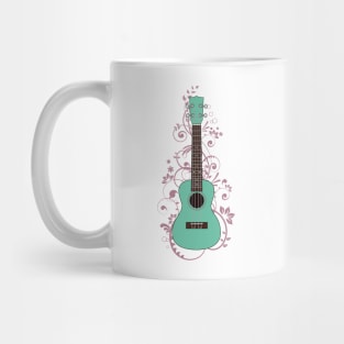 Surf Green Ukulele Flowering Vines Mug